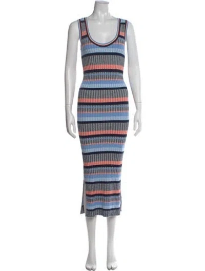 Pre-owned Veronica Beard Striped Midi Length Dress In Blue