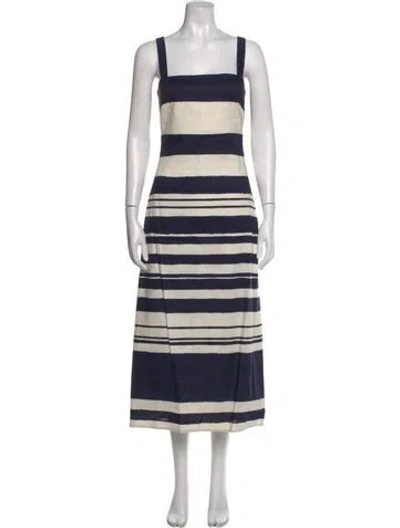 Pre-owned Veronica Beard Striped Midi Length Dress In Blue