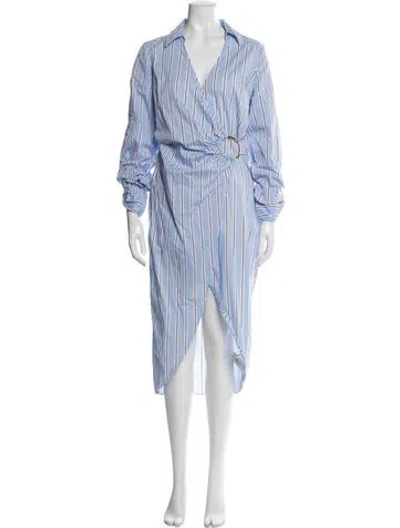 Pre-owned Veronica Beard Striped Midi Length Dress In Blue