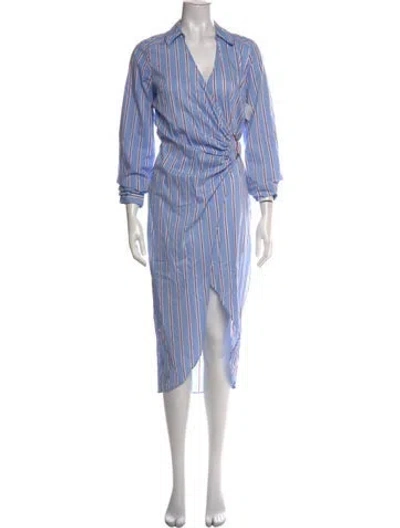 Pre-owned Veronica Beard Striped Midi Length Dress In Blue