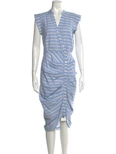 Pre-owned Veronica Beard Striped Midi Length Dress In Blue