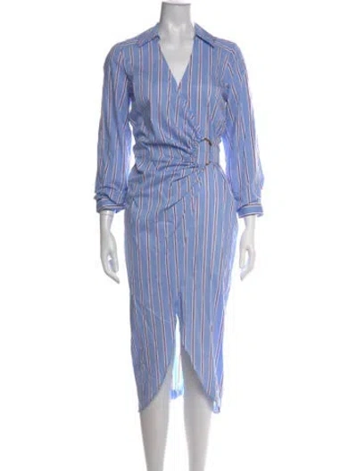 Pre-owned Veronica Beard Striped Midi Length Dress In Blue