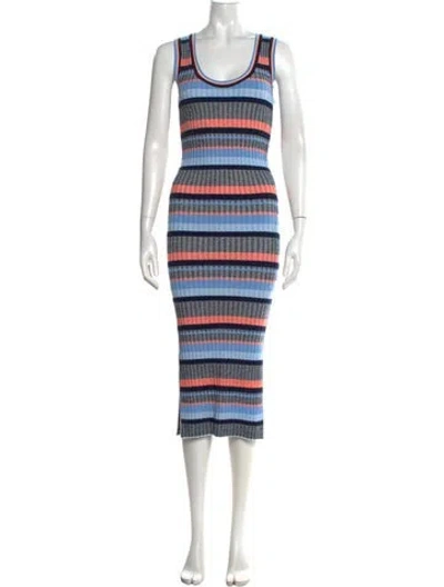 Pre-owned Veronica Beard Striped Midi Length Dress In Blue