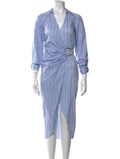 Pre-owned Veronica Beard Striped Midi Length Dress In Blue