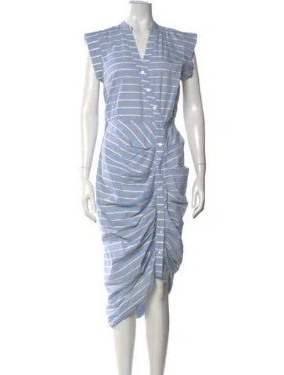 Pre-owned Veronica Beard Striped Midi Length Dress In Blue