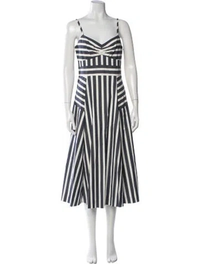 Pre-owned Veronica Beard Striped Midi Length Dress In Blue