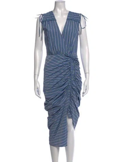 Pre-owned Veronica Beard Striped Midi Length Dress In Blue