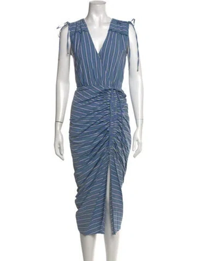 Pre-owned Veronica Beard Striped Midi Length Dress In Blue