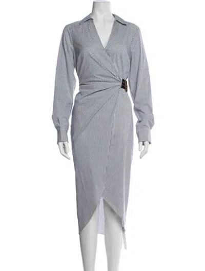 Pre-owned Veronica Beard Striped Midi Length Dress In Blue/white