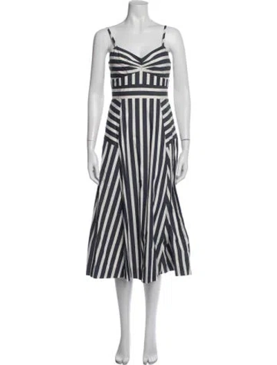 Pre-owned Veronica Beard Striped Midi Length Dress In Blue/white