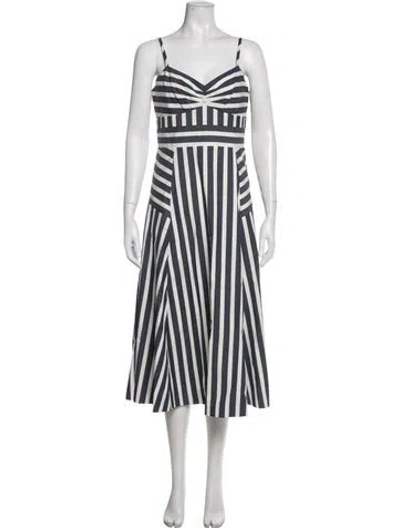 Pre-owned Veronica Beard Striped Midi Length Dress In Blue/white