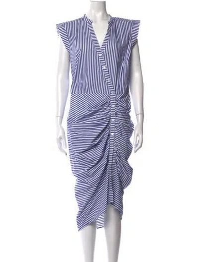 Pre-owned Veronica Beard Striped Midi Length Dress In Blue/white