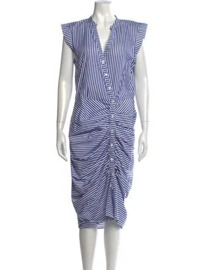 Pre-owned Veronica Beard Striped Midi Length Dress In Blue/white