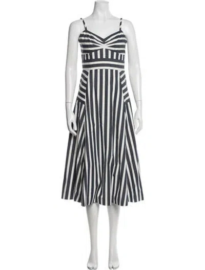 Pre-owned Veronica Beard Striped Midi Length Dress In Blue/white