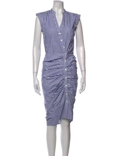 Pre-owned Veronica Beard Striped Midi Length Dress In Blue/white