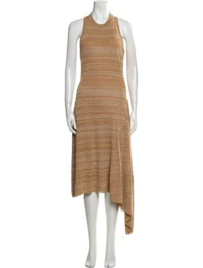 Pre-owned Veronica Beard Striped Midi Length Dress In Brown