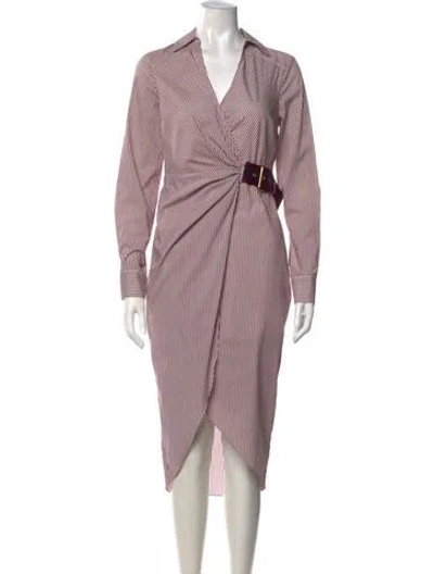 Pre-owned Veronica Beard Striped Midi Length Dress In Burgundy/white