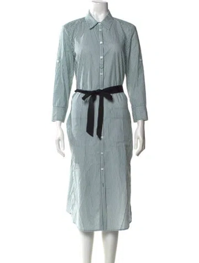 Pre-owned Veronica Beard Striped Midi Length Dress In Green