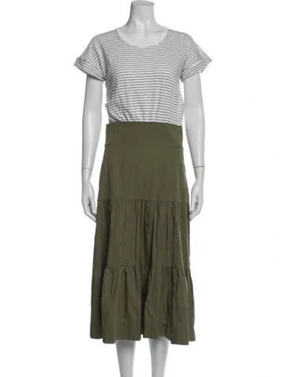 Pre-owned Veronica Beard Striped Midi Length Dress In Green
