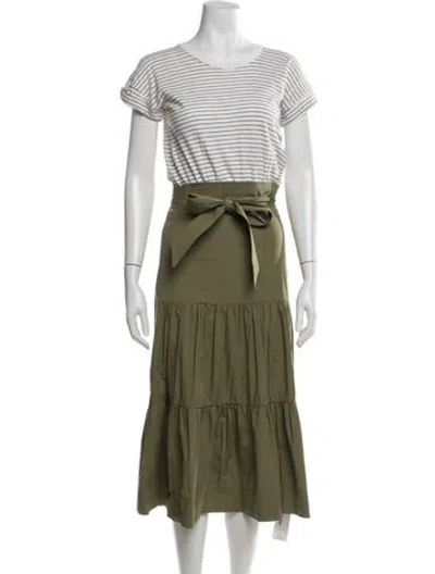 Pre-owned Veronica Beard Striped Midi Length Dress In Green