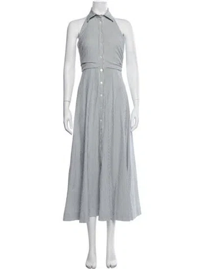 Pre-owned Veronica Beard Striped Midi Length Dress In Green/white