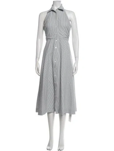 Pre-owned Veronica Beard Striped Midi Length Dress In Green/white