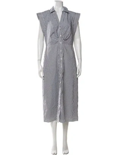 Pre-owned Veronica Beard Striped Midi Length Dress In Grey