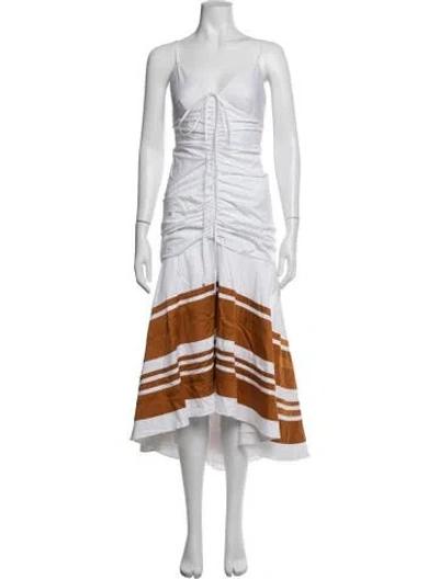 Pre-owned Veronica Beard Striped Midi Length Dress In Neutrals