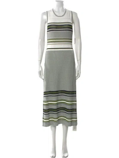Pre-owned Veronica Beard Striped Midi Length Dress W/ Tags In Green