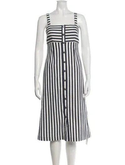 Pre-owned Veronica Beard Striped Midi Length Dress In White