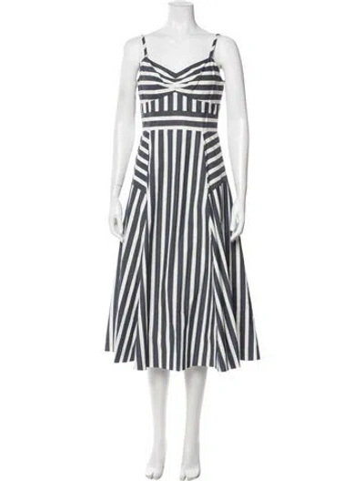 Pre-owned Veronica Beard Striped Midi Length Dress In White