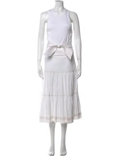 Pre-owned Veronica Beard Striped Midi Length Dress In White