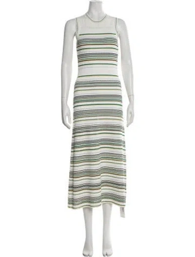 Pre-owned Veronica Beard Striped Midi Length Dress In White