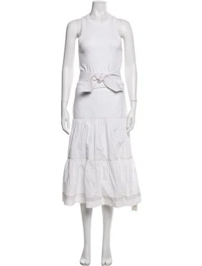 Pre-owned Veronica Beard Striped Midi Length Dress In White