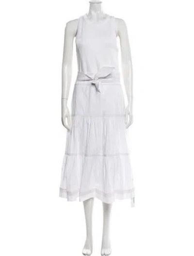 Pre-owned Veronica Beard Striped Midi Length Dress In White