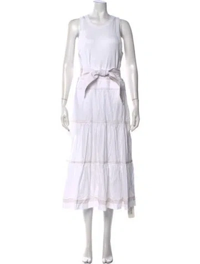 Pre-owned Veronica Beard Striped Midi Length Dress In White