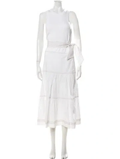 Pre-owned Veronica Beard Striped Midi Length Dress In White