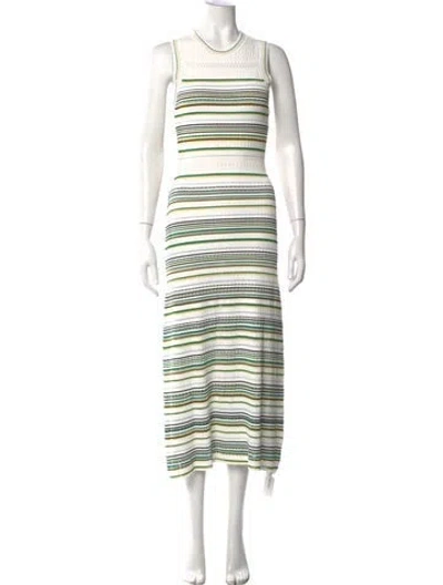 Pre-owned Veronica Beard Striped Midi Length Dress In White