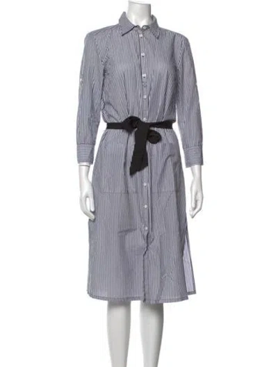 Pre-owned Veronica Beard Striped Midi Length Dress In White