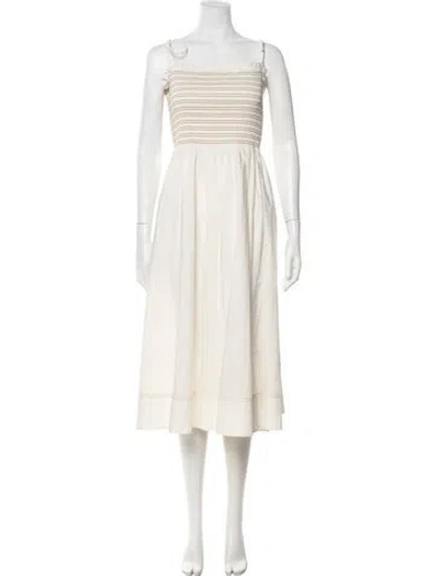 Pre-owned Veronica Beard Striped Midi Length Dress In White