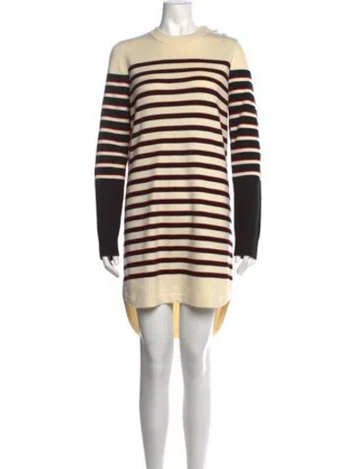 Pre-owned Veronica Beard Striped Midi Length Dress In White