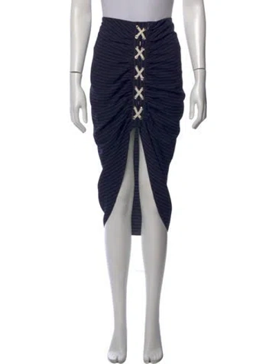 Pre-owned Veronica Beard Striped Midi Length Skirt In Blue