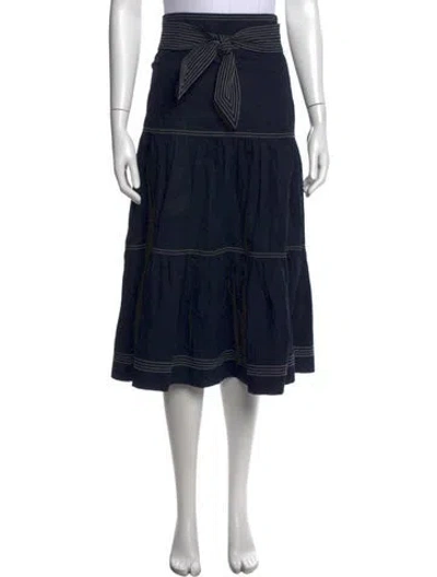 Pre-owned Veronica Beard Striped Midi Length Skirt In Blue