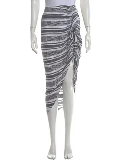 Pre-owned Veronica Beard Striped Midi Length Skirt In Grey/white