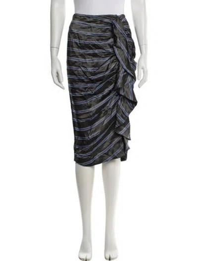 Pre-owned Veronica Beard Striped Midi Length Skirt W/ Tags In Gray