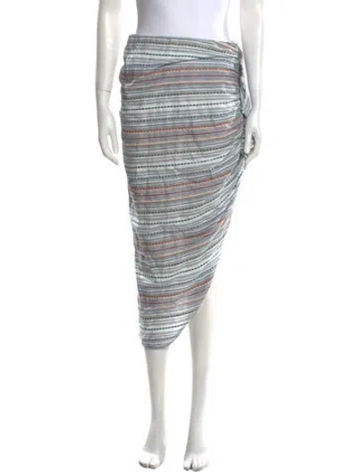 Pre-owned Veronica Beard Striped Midi Length Skirt In White