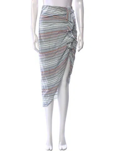 Pre-owned Veronica Beard Striped Midi Length Skirt In White
