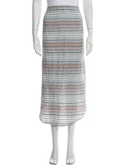 Pre-owned Veronica Beard Striped Midi Length Skirt In White