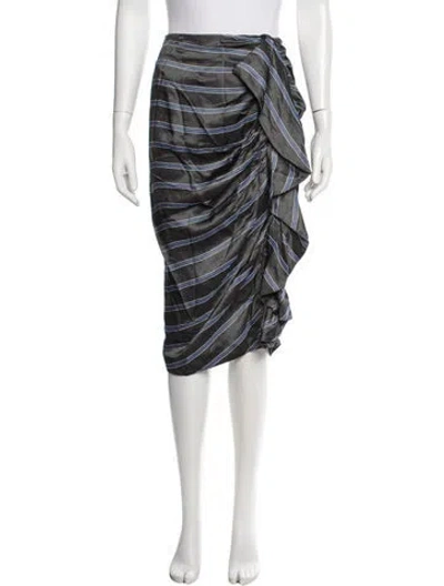 Pre-owned Veronica Beard Striped Midi Length Skirt In White