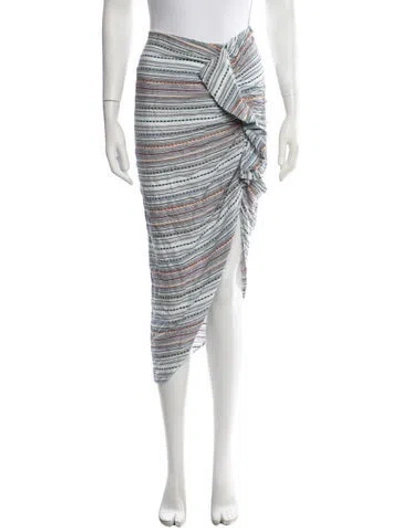 Pre-owned Veronica Beard Striped Midi Length Skirt In White
